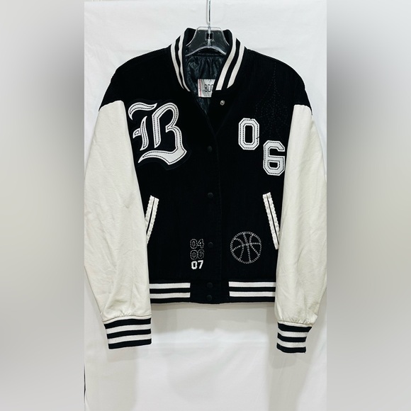 Urban Outfitters BDG Black Embroidered Corduroy Torrence Varsity Jacket Sz SP - Picture 4 of 11